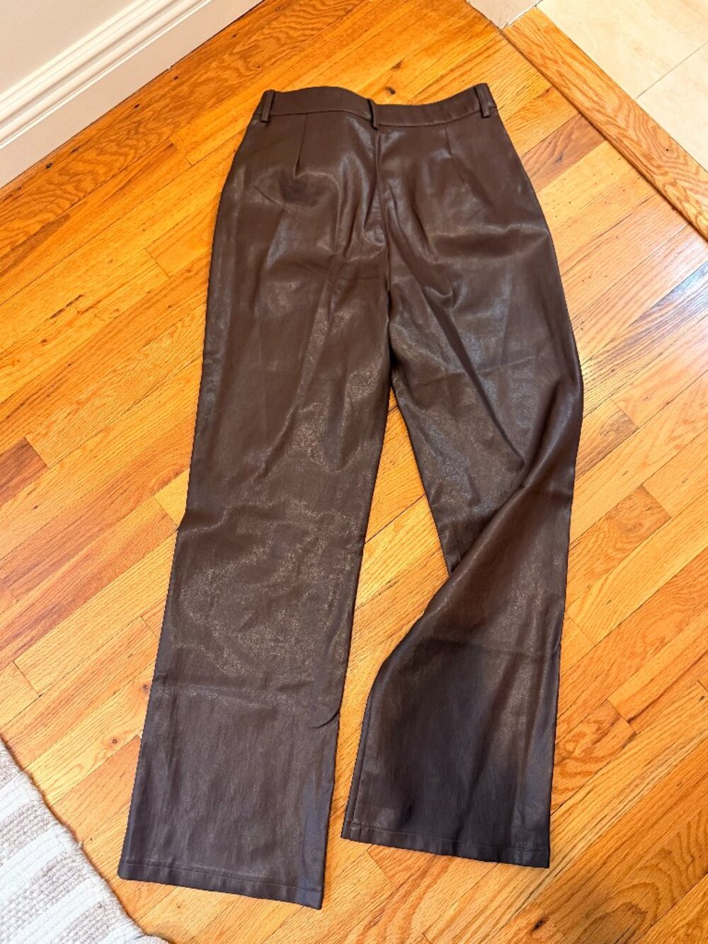 Aqua Brown Faux Leather Pants
